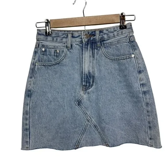 DISSH Hadid Denim Raw Edge Mini Skirt Sz. 6 (US 2) - Picture 2 of 6